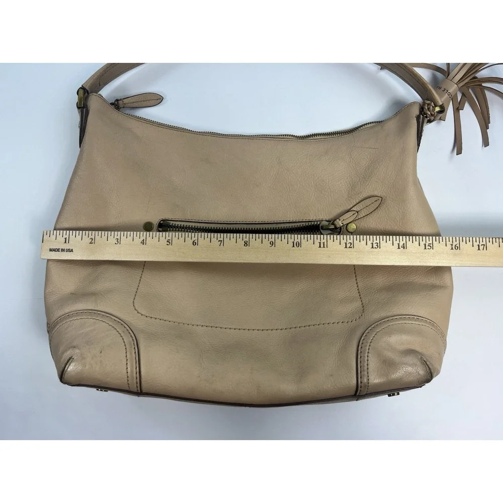 Cole Haan Beige Pebbled Leather Hobo Shoulder Bag Handbag Purse